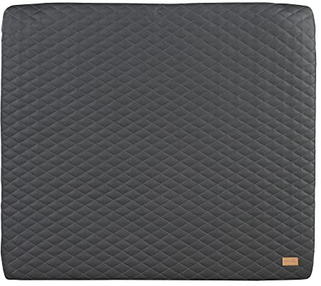 roba Wickelauflage Luxe 85 x 75 cm - Wickelunterlage abwaschbares veganes Leder - Wickeltischauflage im Design Greyish gesteppt Graphite gesteppt - Anthrazit