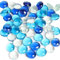 WAIZHIUA Ciottoli Vetro Blu, 100 Pezzi Perline Piatte Decorative Traslucidi, Sassi Piatti Vetro, Decorative Mosaico Pietre Sassolini Decorativi per Vasi Decorazione Matrimoni Pietre Acquario