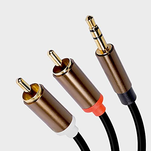 MEIRIYFA Câble RCA vers jack 3,5 mm vers 2 connecteurs RCA en Y, câble adaptateur jack pour smartphone, haut-parleur, tablette, HDTV, home cinéma, 3 m