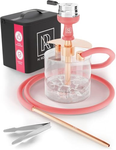Mini Shisha To Go M. ROSENFELD con Bolsa y Accesorios Premium – Set Completo con Cabeza, Manguera, Boquilla, Difusor y Base Acrílica – Portátil y Lista para Usar (Rojo)