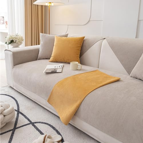 LINGKY Sofabezug Ecksofa L Form Wasserdicht Sofabezug 1 2 3 4 Sitzer Sofa Überzug Sofaschoner rutschfest Sofa/Couch Überwurfdecke Sofaüberwurf Sofaschutz Katze/Hunde (Leichter Kaffee,70x150cm)
