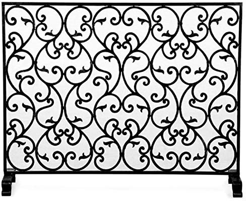 Funkenschutz Metall-Kaminschutz, robuster Stahl, für kleine Babys, Haustiere, Hunde, Katzen, Kamin-Sicherheitszaun, langlebiges Metallgeflecht, Dekor, Funkenschutz, Schwarze Oberfläche – H 30,7 Zoll