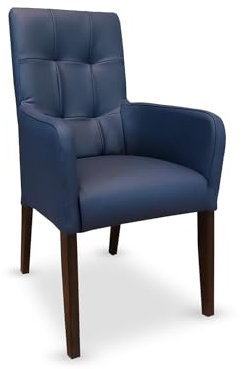 Quattro Meble Blaues Echtleder Esszimmerstühle Ledersessel David Arm Pik Extra mit hoher Rückenlehne Stühle Lederstühle Sessel mit Armlehnen Echt Leder Esszimmer Stuhl Leder Toledo Kobalt