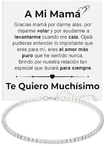 Bramart Pulsera Mujeres A Mi Mamá Plata sterling 925 Cumpleaños Ideas de Regalos para ella, Pulseras de Tenis oro Idea de Regalo Navidad - Caja con DEDICACIÓN incluida (A Mi Mamá 2)