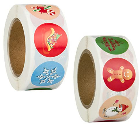 Tofficu 2rollen Weihnachtsaufkleber Selbstklebende Etikettenaufkleber Siegelaufkleber Diy-etikettenaufkleber Für Geschenke Und Dekoration