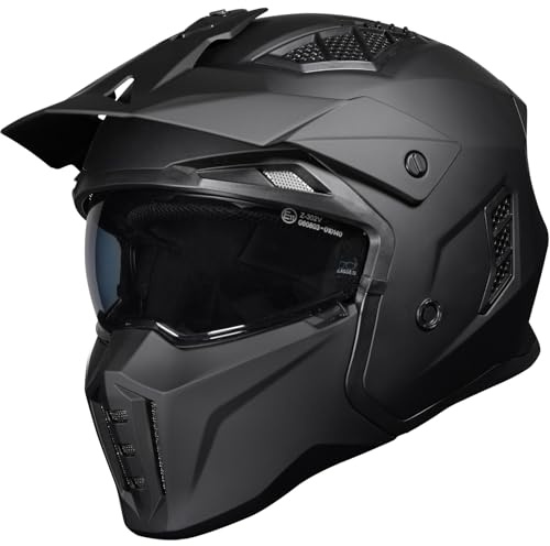 Black Street Fighter Open Face Motorcycle Helmet XL Matt Black