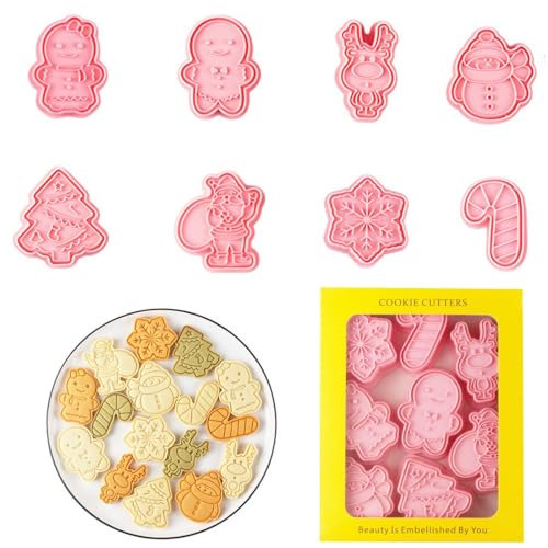 Navidad Moldes para Galletas, 8 piezas Cortadores de Galletas de Navidad, Molde Galletas Navidad, Cortapastas Navidad, Moldes Galletas Navidad