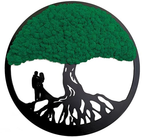 Scandinavian Moss Moosbilder in Form Eines Baumes - Schön Aussehender Wand Baum - Bringen Sie Leben Ihre Wohnung - Wandbild aus Natürlichen Rohstoffen und Deko Moos 50cm Moosdekoration Rentiermoos