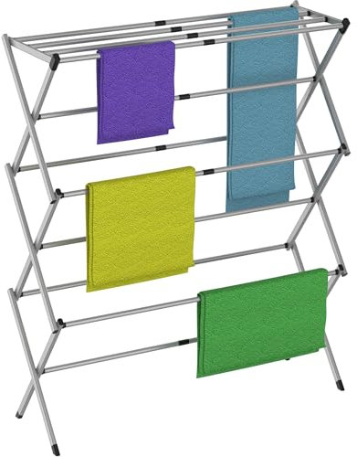 ZENO Foldable Clothes Airer - Extendable Aluminum Drying Rack for Indoor & Outdoor Use - Horse Design for Clothes & Towels - 105cm x 73cm