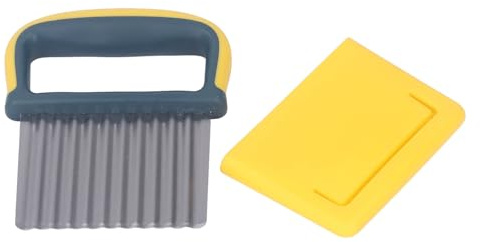 Stainless Steel Potato Crinkle Cutter, Wavy Slicer for Veggies and Fruits, Waffle Fry Cutter Cheese Chopper with Non Slip Handle, Carrot Slicer, Fun Kitchen Gadget Chopping Tool