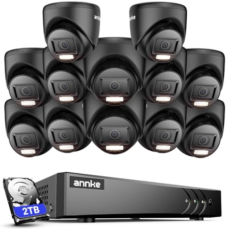 ANNKE 3K Lite Cctv Surveillance System, 12 X 1080p Wired Cameras, Smart Human & Vehicle Detection with Dual-Light, 16CH Home Video Recorder, Color Night Vision, IP67 Waterproof, 2TB HDD