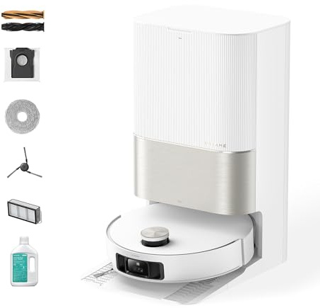 DREAME X50 Ultra Complete Robot Vacuum and Mop with Auto-Empty and Mop Self-Cleaning, 20,000Pa Suction, Obstacle Avoidance and 360° Navigation, Corner to Edge Deep Cleaning, Detangling Brush (White)