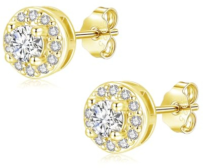 Zolkamery Örhängen silver 925, 925 sterling silver rund/fyrkant/hjärta plugg örhängen för kvinnor flickor, 6 mm allergivänliga örhängen med zirkon, liten sömn öronpiercing örhängen öronsmycken, Silver