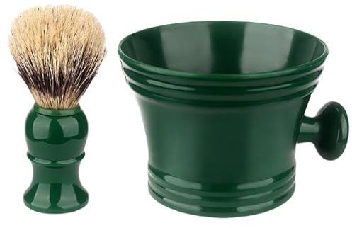 Juego de 2 brochas de afeitar con cuenco de jabón para hombres, fácil de hacer espuma, se adapta a padres y maridos