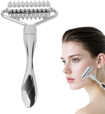 HOPCNF Rouleau De Massage Facial,Rouleau De Massage D'Acupuncture En MéTal,Masseur Facial Pour Le Corps,Le Visage,Les Mains Et Le Cou,Favorise La Circulation Sanguine