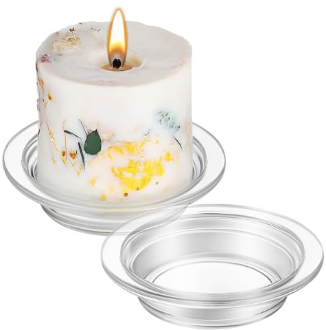 NUOBESTY Wax Melt Warmer Dish 4.53 Inch Transparent Aromatherapy Glass Plate for Essential Oil Burner and Scented Wax Melting at Home Reusable Fragrance Warmer Accessories Set of 2