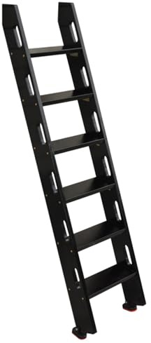 GAOzhenq Scala di Ricambio per Letto a Castello Nera da 3,6 4,5 5,4 6,3 7,2 Piedi, Scala per Camper in Legno - gradini Larghi 4 Pollici, staffe di Montaggio Incluse (Colore: Nero, Dimensioni: 165,2 c