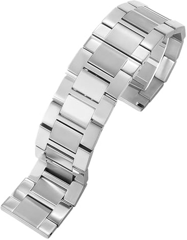 ROUREOX Metall Uhrenarmband Klappverschluss für Cartier Tank Solo London | Premium Ersatz Armband der Uhr Metall Klappverschluss Casual Dress Herren Damen