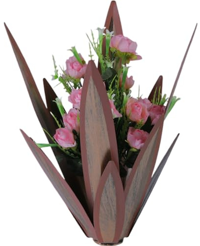 Hbbgdiy Plantas de Metal Agave Decoración al Aire Libre 13.8 Pulgadas Escultura de Arte de Patio Artificial rústico, Adorno Decorativo de jardín de Metal para el jardín para césped Estilo Patio 2