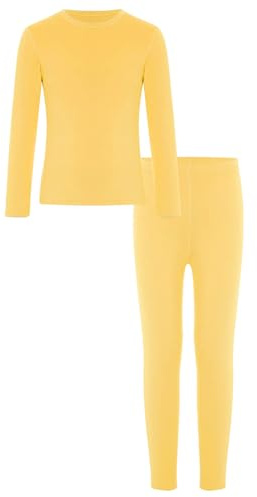 Yihuimin Conjunto de pantalones térmicos de manga larga para niño, amarillo, 110-116
