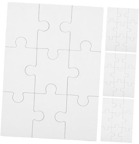 Gatuida 4 Blätter Teiliges Blanko Holzpuzzle Sublimations Transfer Jigsaw Puzzle zum Bemalen DIY Kreativset für Familien und Partys Wiederverwendbar Robust und Einfach zu Gestalten