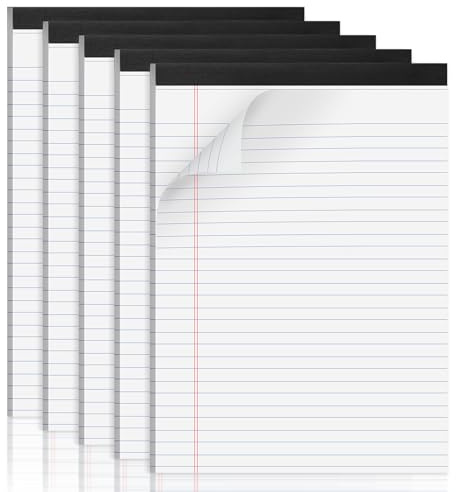 sitarcmin Notizblock A4 weiß, 5 Stück Schreibblock liniert, Block liniert A4, Liniertes Papier 30 Blatt 60 Seiten, 0,8 mm Linierung, perforierte Abreißblöcke für Schule Büro Zuhause