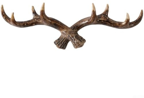 Niceminiwall Vintage Geweih Dekorativer Haken für Wand - Nordic Deer Resin Statue 48 x 17.5 cm Rustikale Haus & Garten Dekor Kompatibel mit Hüten Schals und (Dunkel)