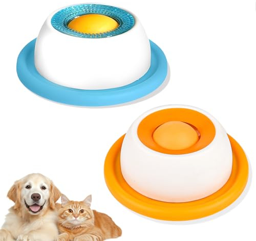 Vibbang 2PCS Hundelickspielzeug, Cat Dog Lick Bowl, Schleckball für Hunde mit Antirutschmatte Smoothie Dog Schleckball, Hundespielzeug Intelligenz, Futterspielzeug Hund Katzen Slow Feeder Hund