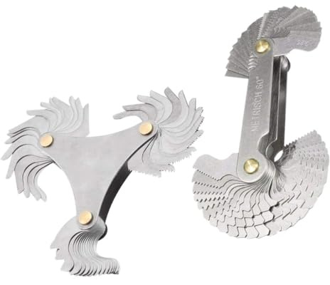 JEWEDECO Unf Gewindelehre aus Edelstahl 2 Satz Gewindesteigungslehre mit Hoher Festigkeit und Elegantem Design zum Präzisen Messen von Schraubengewinden