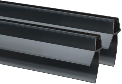 2Pcs 90cm Shower Door Seal Strips, for 4-10mm Glass up to 23mm Gap, Flexible and Sturdy, Black and White, Superior Leakage Protection, Universal Compatibility (Black, for 4-6mm Glass)