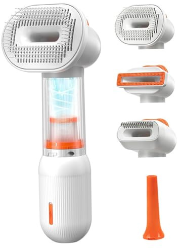 Bemonew Cepillo de aspiradora para perros, 4 en 1, aseo de mascotas para perros y gatos con autolimpieza, diseño inalámbrico, herramienta de aseo para pelo corto y mediano