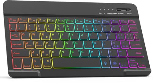 HZD Tastiera Wireless Bluetooth, Rechargeable Tastiera Universale Ultra Sottile per Tablet, Tastiera Retroilluminata per Tablet Samsung/IOS/Android/Windows/Telefoni, Layout Italiano QWERTY