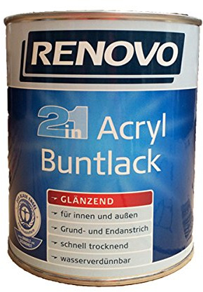 Renovo glänzender Acryl Bunt-Lack in altweiß 2 in 1 Glanzlack 750 ml für innen und außen