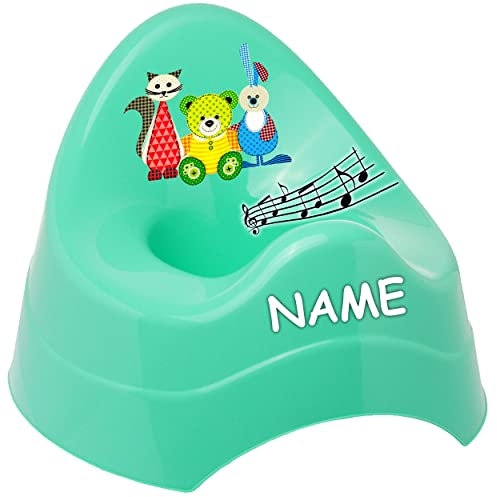 alles-meine.de GmbH Musik & Sound - Töpfchen/Nachttopf/Babytopf - türkis - blau - Mint Tiere - Teddy - Katze - Hase inkl. Name - Bieco - Melody - mit großer Lehne + Sprit..