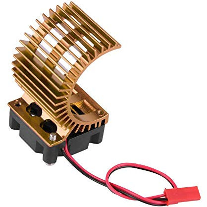 Tbest Disipador de Calor del Motor, RC Car 540/550 Disipador de Calor del Motor con Ventilador de enfriamiento Compatible con 1/10 Escala RC eléctrico Modelo de automóvil(Oro)