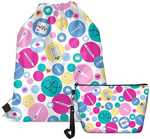 chaqlin Krankenschwester-Geschenke für Frauen Damen Tasche mit Kordelzug / Kosmetiktasche Kinder Sport Gym PE Sack Pack Party Favor Zubehör Tolles Geburtstag/Party/Festival 2 Stück