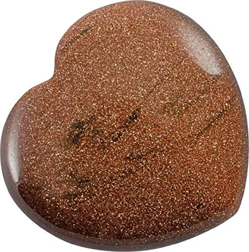 Edelstein Herz 4 cm, 1 Stück, Herzstein Taschenstein Steinherz Edelsteinherz Valentinstag Farbe wählbar (Goldfluss)