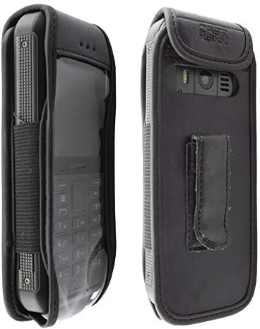 caseroxx Ledertasche mit Gürtelclip für Nokia 800 Tough in schwarz – robuste Handy-Tasche mit Sichtfenster & Gürtelclip aus Echtleder, ideal für Beruf, Freizeit, Outdoor & sicheren Transport