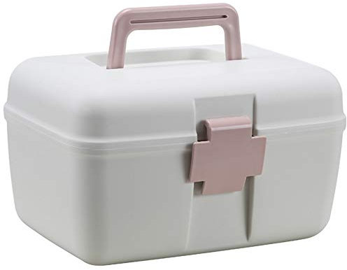 KUANDARMX Sicher Tragbar Hausapotheke Box 2 Schicht Klein Medizinschränke Abschließbar Medikamentenbox Medizinbox Medikamenten Box Aufbewahrungsbox für Hause und Urlaub Anwesend, Pink