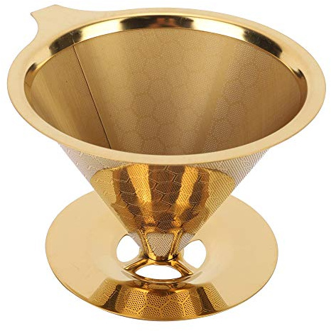 BuyWeek Kaffeefilter Gold, Edelstahl Pour Over Kaffeefilter Wiederverwendbar Kaffeefilter Kaffeesieb Golden Kaffee Filter
