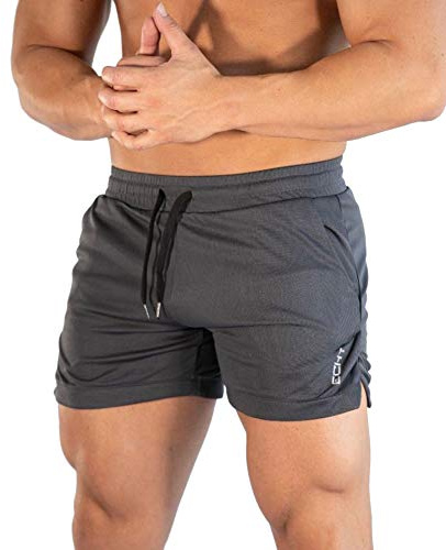 Superora Löpning gym sportshorts andningsbara utomhus träning träningsshorts med fickor, Mörkgrått, S