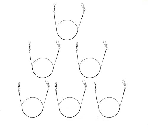 DECARETA 40Pcs Stahlvorfächer 30cm Edelstahl Vorfächer Stahl Angeln Vorfach Hecht mit Karabinerhaken und Edelstahlwirbel Schwarz Angelvorfächer für Raubfische, Hidden-Hauptschnur