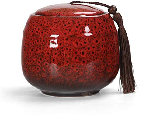 Chillers Ceramic tea caddy, vintage style, chinese style, tea storage jars, cans, traditional tea caddy, sealed lid, for home, kitchen, dining room, decoration (Color : Red)