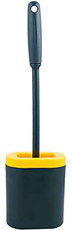 Spazzola WC Silicone Piatta, Spazzolone Bagno Silicone da Parete, Scopino per WC Silicone Manico Lungo, Scovolino WC Plastica con Serbatoio Autopulente Flessibile Morbido Gabinetto Moderno (Verde)