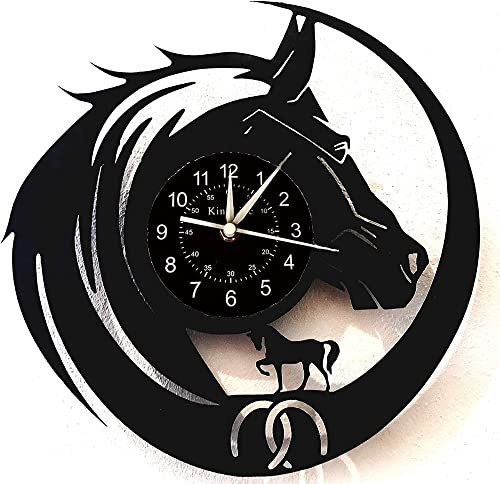 Smotly Vinyl Ruhige Wanduhr, Pferdekopf Muster Stil Uhr, Wandmalerei Dekoration Mehrzweckgeschenk Hängeuhr.