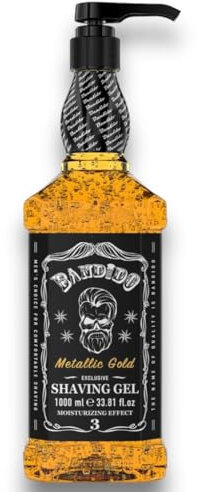 BANDIDO Metallic Gold Shaving Gel Moisturizing Effect 3 1000ml - Gel da barba trasparente