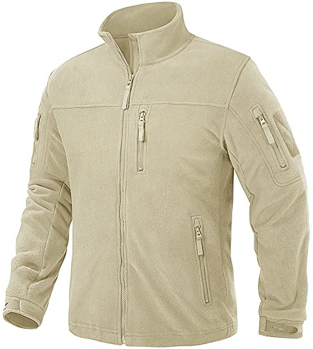 TACVASEN Män Militär Utomhus Fleecejacka Övergångsjacka Vindtät Vinter Vandringsjacka, Beige