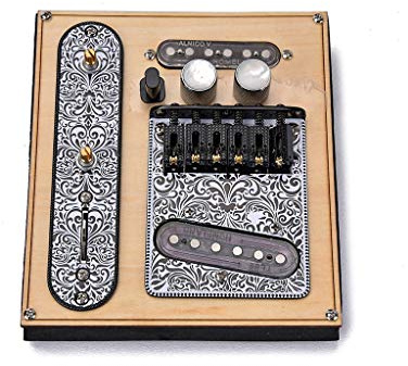 Der satteltisch der gitarre, Sattelbrückenplatte, geladener Alnico-V-Tonabnehmer, E-Gitarre, 3-Wege-Schalter-Steuerplatte, Gitarrenhals-Tonabnehmer-Set für E-Gitarre, Ersatz (Chrom) (GMA15)