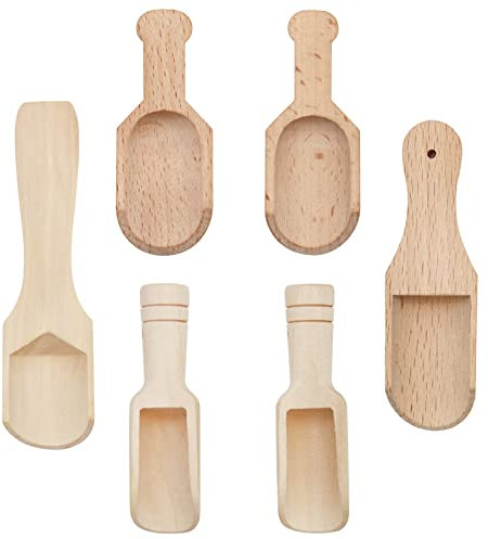 MIPIACE Juego de 6 Cucharas de Madera Pequeñas para Especias, Sal, Café, Azúcar, Té y Dulces - Cucharitas de Diferentes Tamaños para Cocina
