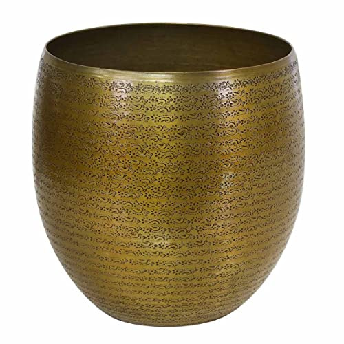Pot de Fleurs Leon L Pot de Plante oriental rond en aluminium martelé Cache-pot en métal de luxe Boho Casa Moro ABK502